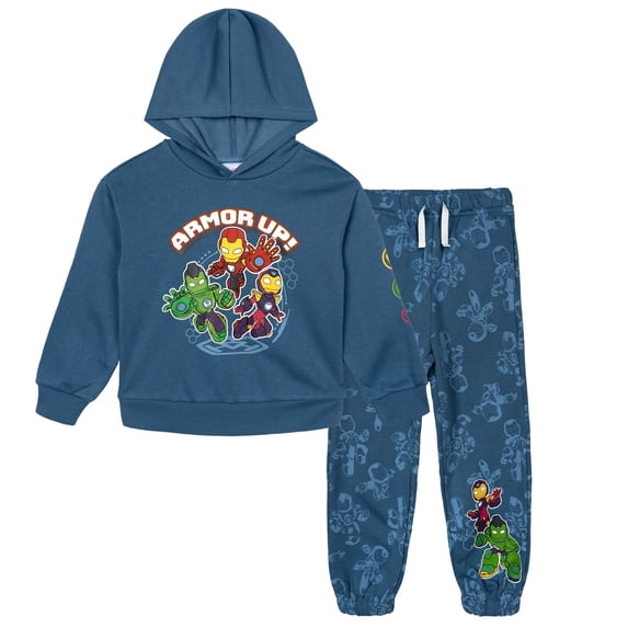 Marvel Iron Man and His Awesome Friends Toddler Boys' 2-Piece Fleece Hoodie and Pants Set Royal Blue