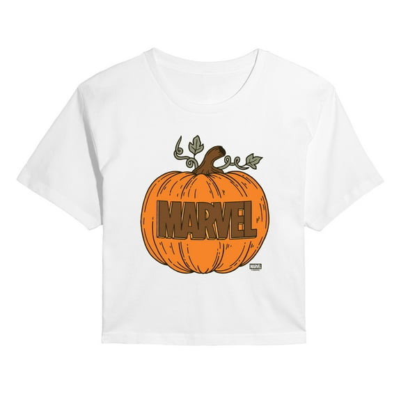 Marvel - Jackolantern  - Juniors Cropped Graphic T-Shirt
