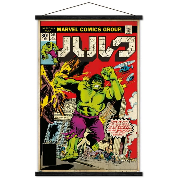 Marvel Katakana - Hulk #206 Wall Poster with Magnetic Frame, 22.375" x 34"