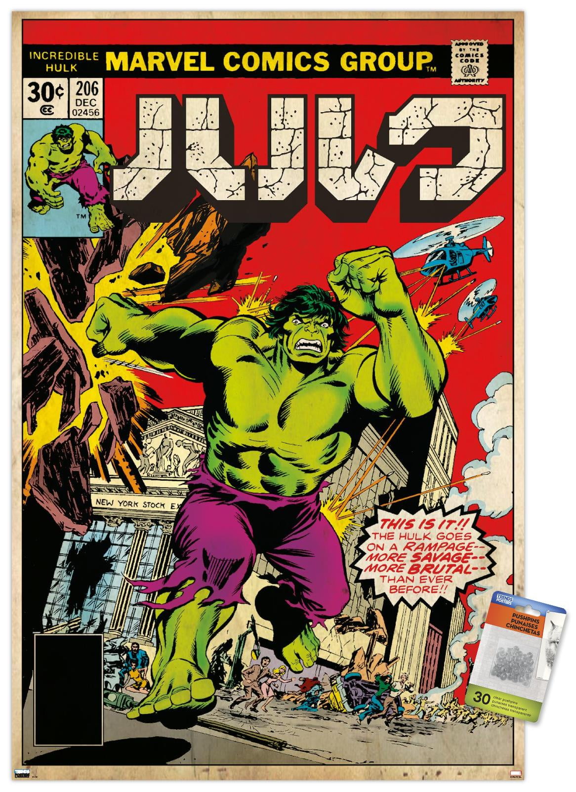 Marvel Katakana - Hulk #206 Wall Poster with Pushpins, 22.375" x 34"