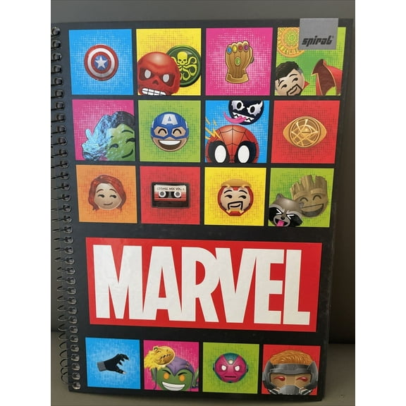 Marvel Kawaii Hardcover Spiral Notebook W/Stickers & Folder 80 Sheets