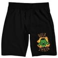 thumbnail image 1 of Marvel Kawaii Hulk Smash Men's Black Sleep Pajama Shorts-Large, 1 of 4