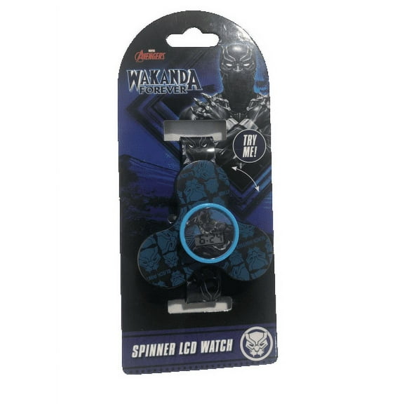Marvel Kids Black Panther Wakanda Forever Fidget Spinner LCD Watch