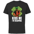 thumbnail image 1 of Marvel Kiss Me I'm Deadpool 4-Leaf Clover St. Patrick's Day - Short Sleeve Cotton T-Shirt for Adults - Customized-Black, 1 of 5