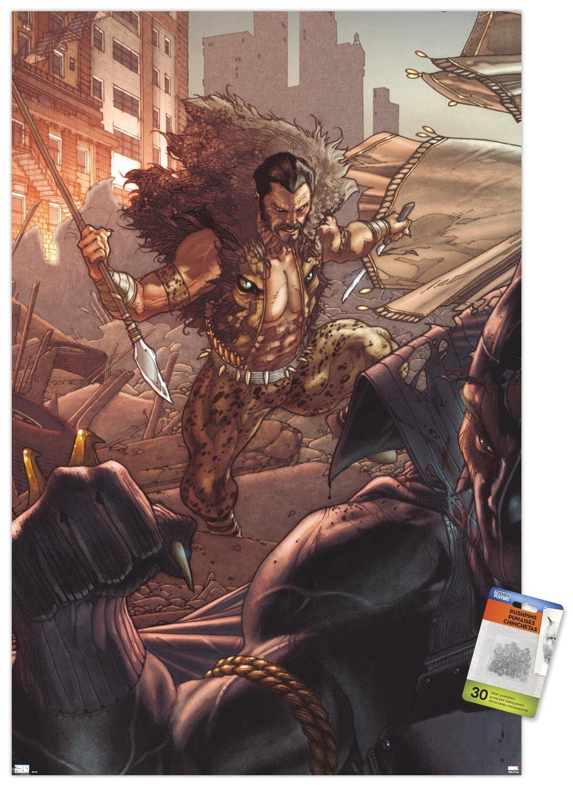 Marvel Kraven The Hunter - Black Panther: The Man Without Fear #519 Wall Poster with Pushpins, 22.375" x 34"