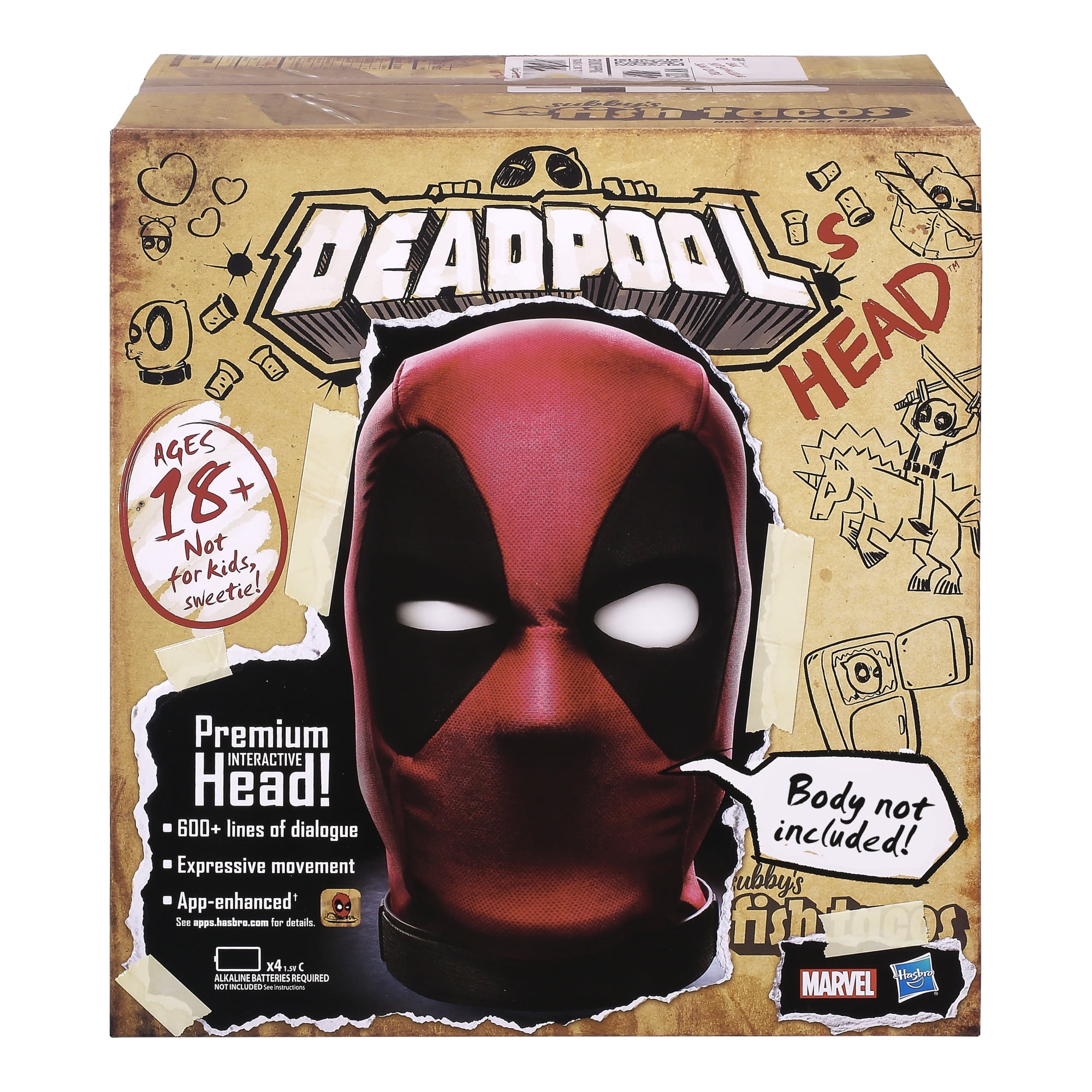 Marvel Legends 18+ Over 600 SFX and Phrases Deadpool’s Head Talking Collectible, Vinyl Red, 3.29 lb
