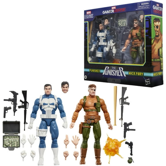 Open Box Marvel Legends Series Gamerverse Punisher and Nick Fury 6-Inch Action Figures