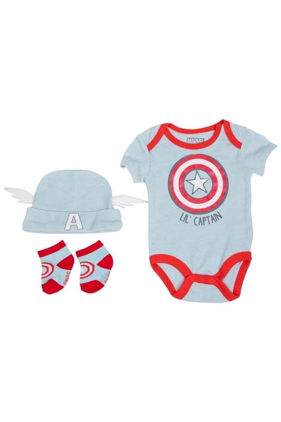 Marvel Lil Shield Costume Infant Bodysuit Set, 6-9 Months - 3 Piece