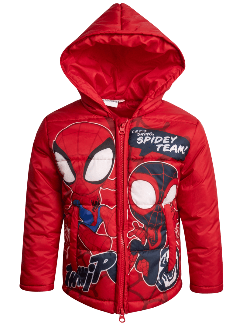 Marvel Little Boys' Puffer Jacket Spider-Man, Miles, and Spider