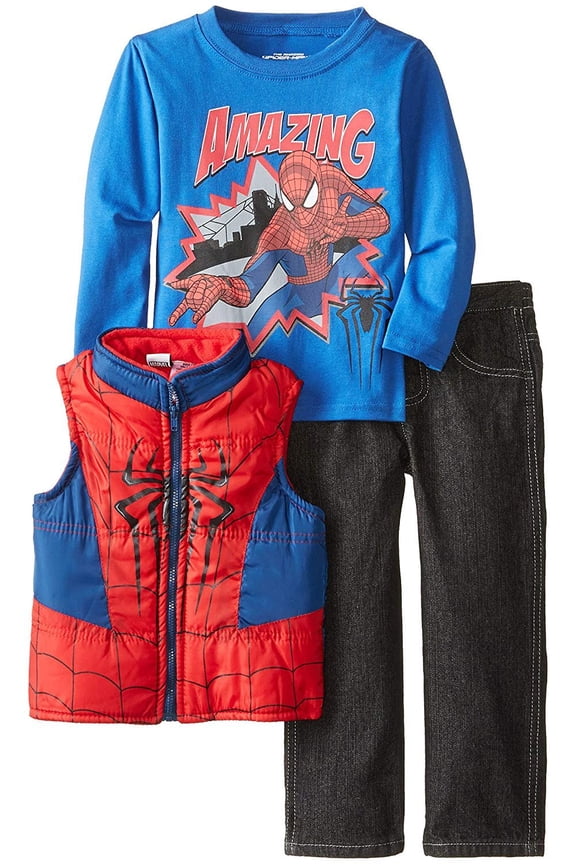 Marvel Little Boys' Spiderman 3 Piece Nylon Vest Set, Red, 2T