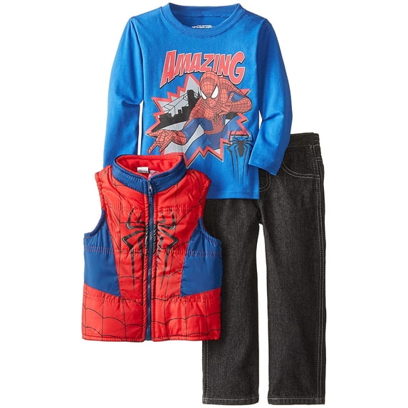 Marvel Little Boys' Spiderman 3 Piece Nylon Vest Set, Red, 4T