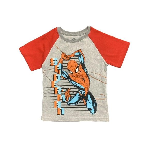 Marvel Little Boys' Spiderman Web Swinging Raglan T-Shirt, Sizes 4-7