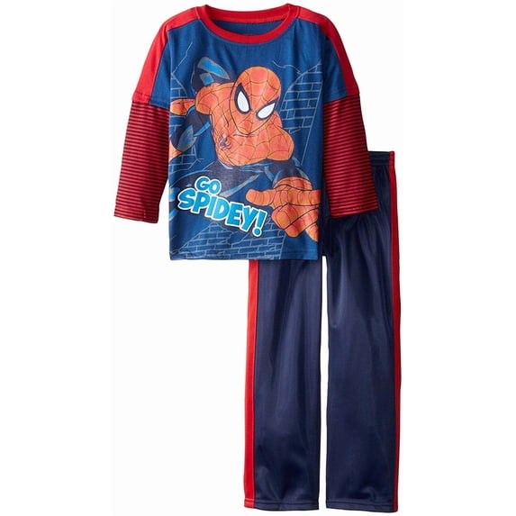 Marvel Little Boys' Toddler 2-Piece Tricot Pant Set, Blue, 2T