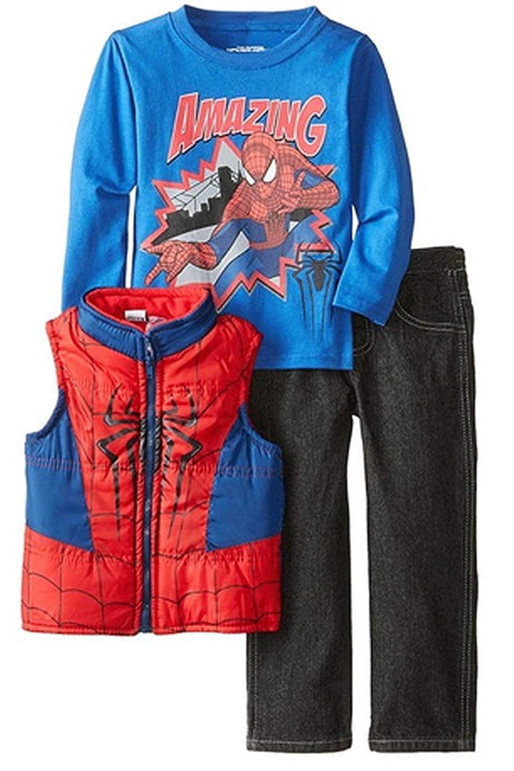 Marvel Little Boys' Toddler 3 Pieced the Amazing Spider Man Vest Shirt and Pant SET 3T