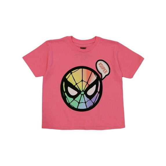 Marvel Little Girls' Spiderman Cute Spider Tee, Hot Pink (5/6)