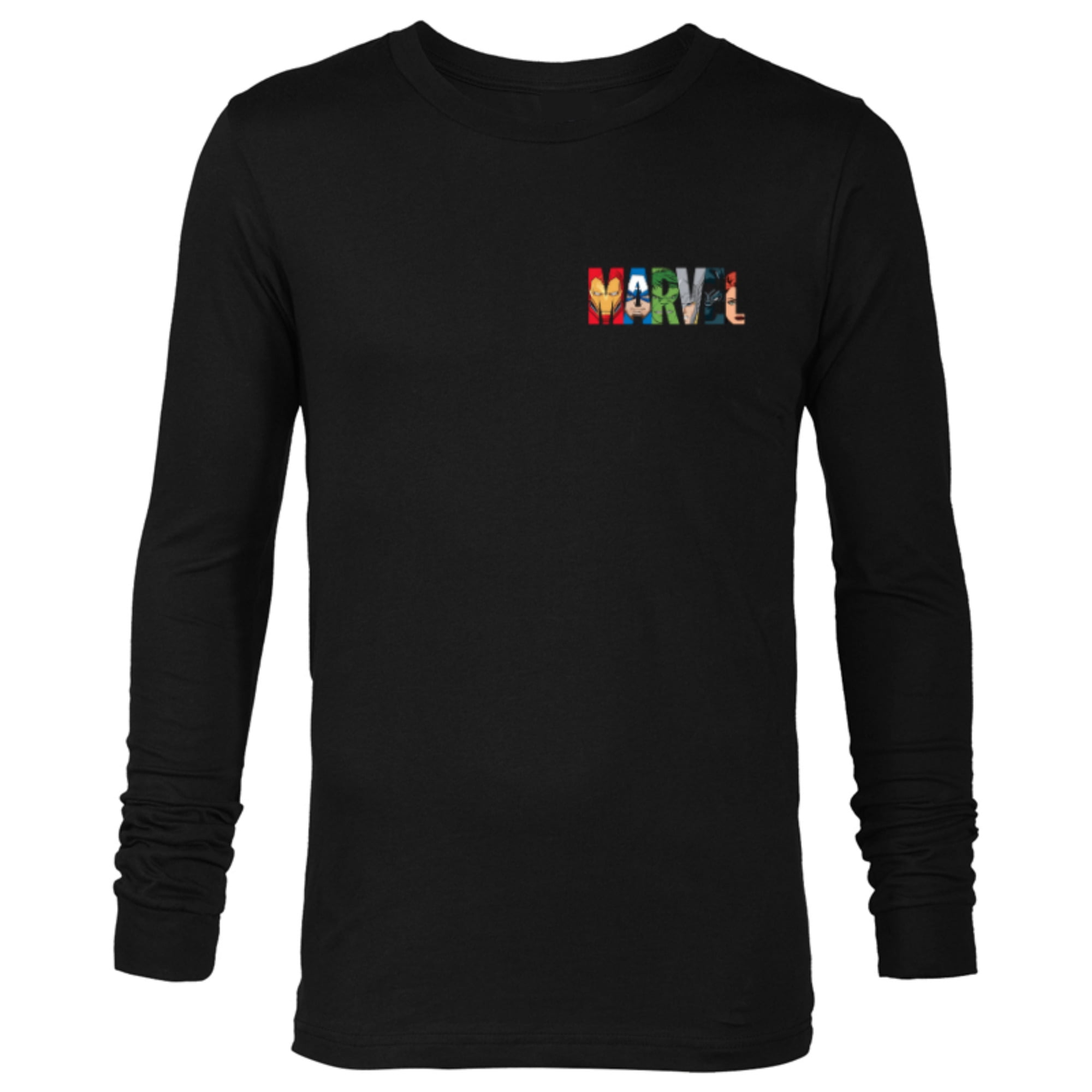 Marvel Logo Avengers Iron Man Captain America Black Panther - Long Sleeve T-Shirt for Men - Customized-Black