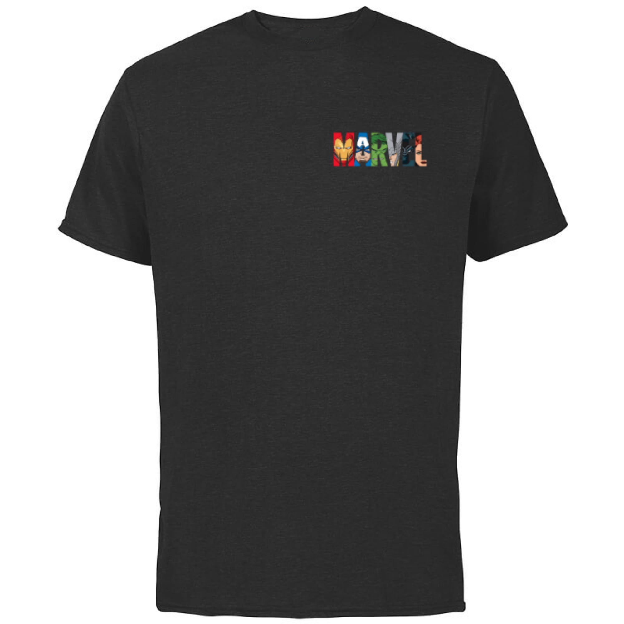 Marvel Logo Avengers Iron Man Captain America Black Panther - Short Sleeve Cotton T-Shirt for Adults - Customized-Black