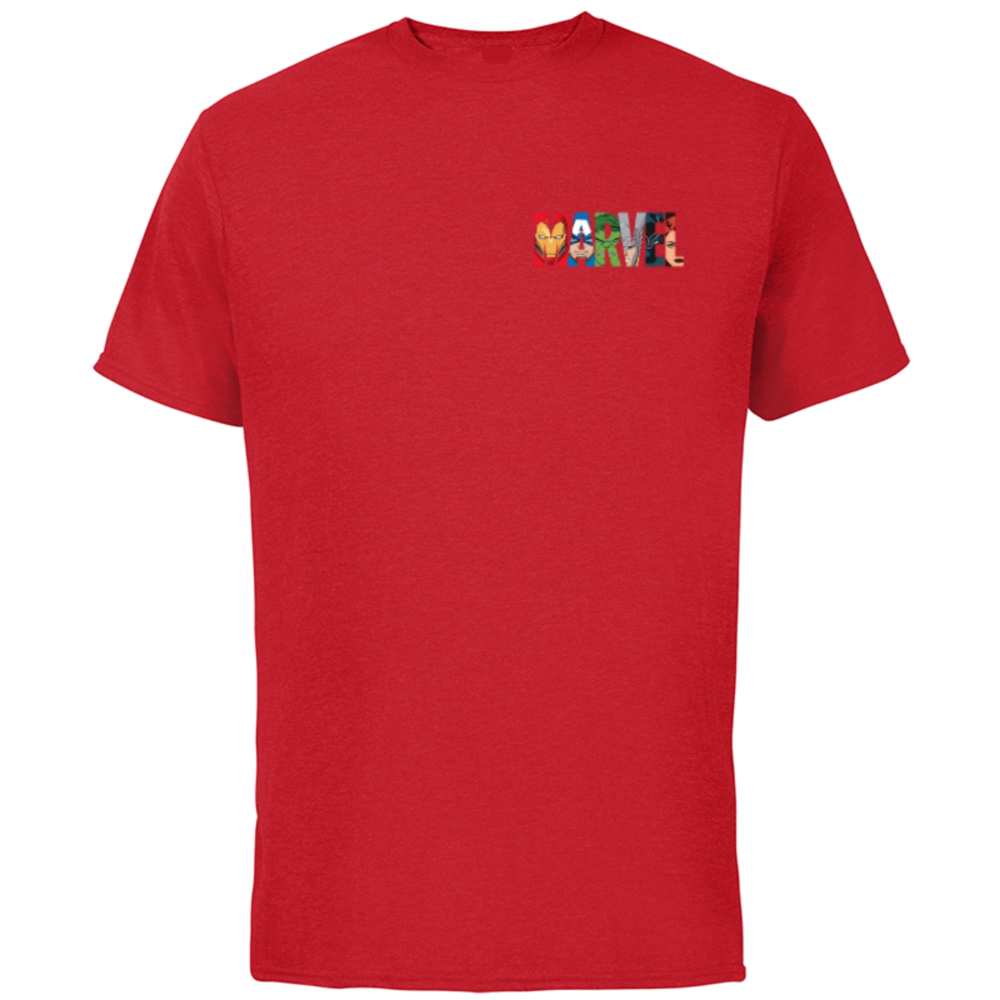 Marvel Logo Avengers Iron Man Captain America Black Panther - Short Sleeve Cotton T-Shirt for Adults - Customized-Red