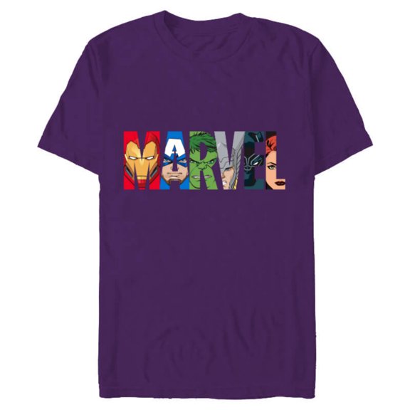 Marvel Logo Avengers Super Heroes - Short Sleeve Blended T-Shirt for Adults - Customized-Purple