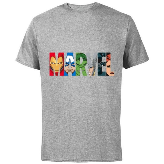 Marvel Logo Avengers Super Heroes - Short Sleeve Cotton T-Shirt for Adults - Customized-Athletic Heather