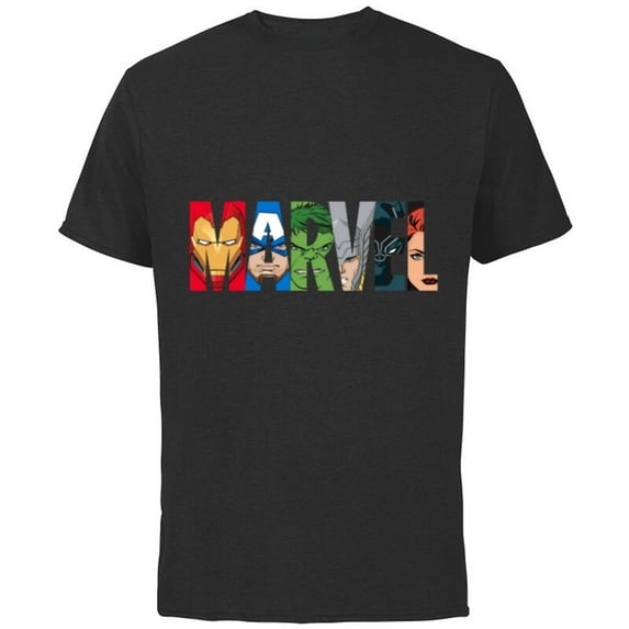 Marvel Logo Avengers Super Heroes - Short Sleeve Cotton T-Shirt for Adults - Customized-Black