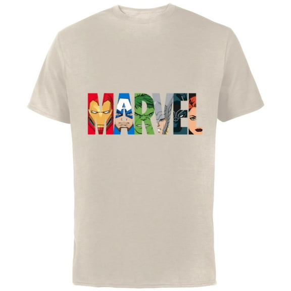 Marvel Logo Avengers Super Heroes - Short Sleeve Cotton T-Shirt for Adults - Customized-Natural