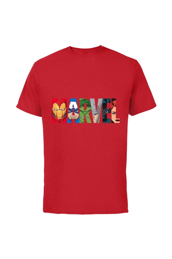 Logo Avengers Super Heroes - Short Sleeve Cotton T-Shirt for Adults - Customized-Red