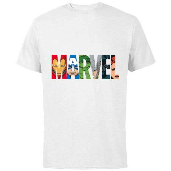 Marvel Logo Avengers Super Heroes - Short Sleeve Cotton T-Shirt for Adults - Customized-White