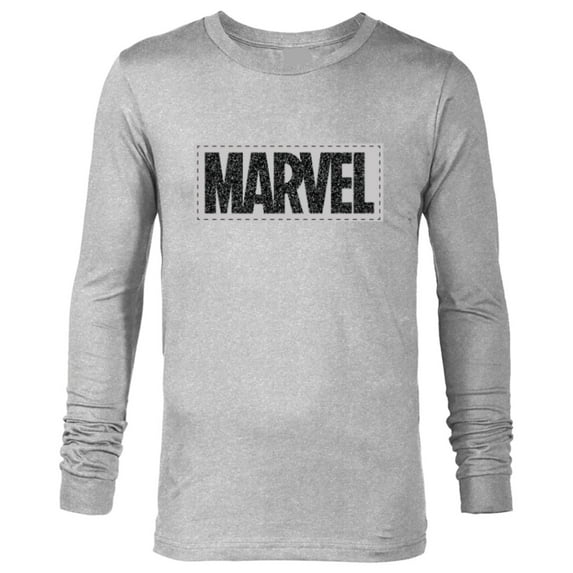 Marvel Logo Black White and Gray - Long Sleeve T-Shirt for Men - Customized-Athletic Heather