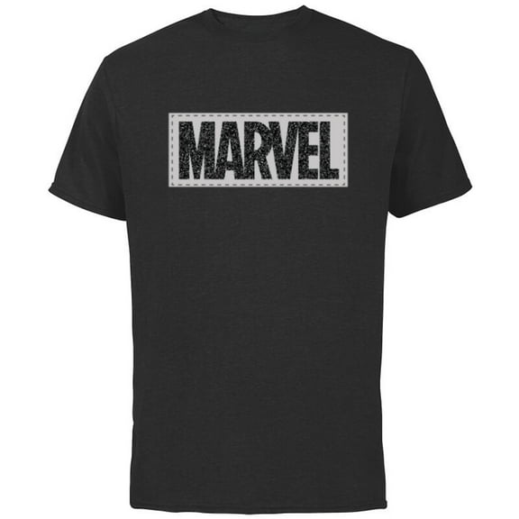 Marvel Logo Black White and Gray - Short Sleeve Cotton T-Shirt for Adults - Customized-Black