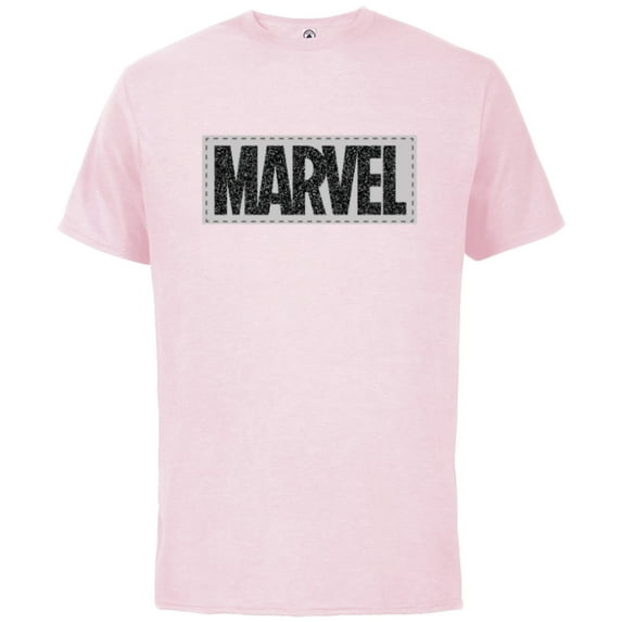 Marvel Logo Black White and Gray - Short Sleeve Cotton T-Shirt for Adults - Customized-Soft Pink