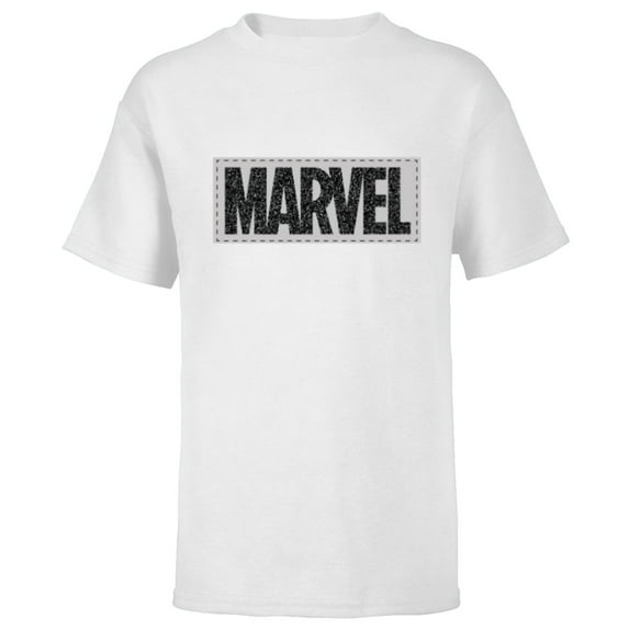 Marvel Logo Black White and Gray - Short Sleeve T-Shirt for Kids - Customized-White
