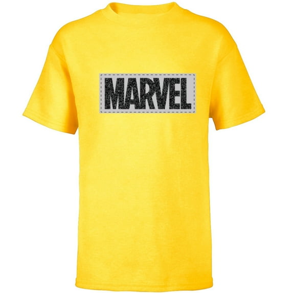 Marvel Logo Black White and Gray - Short Sleeve T-Shirt for Kids - Customized-Yellow