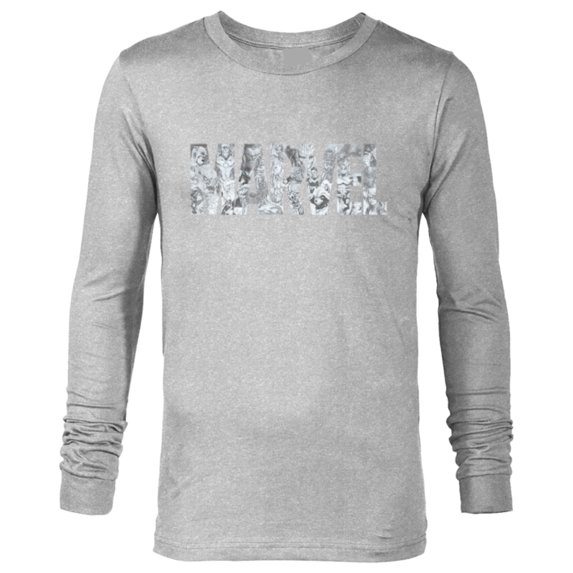 Marvel Logo Comics Gray Pencil Sketch Super Heroes Avengers - Long Sleeve T-Shirt for Men - Customized-Athletic Heather
