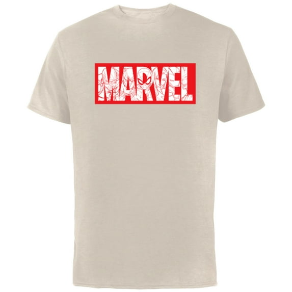 Marvel Logo Comics Red Super Heroes Avengers and More - Short Sleeve Cotton T-Shirt for Adults - Customized-Natural