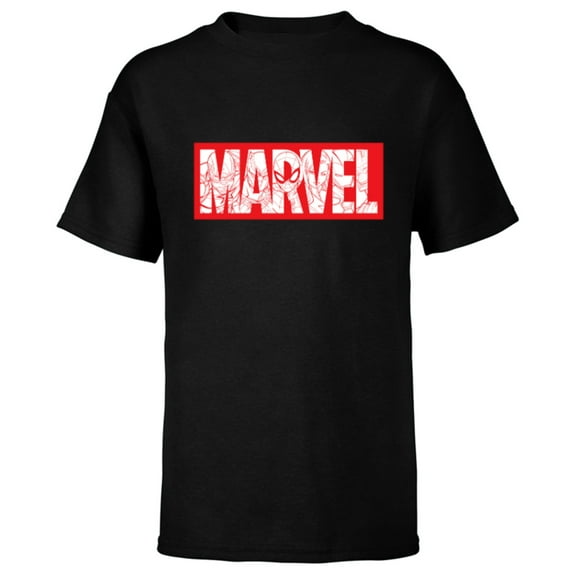 Marvel Logo Comics Red Super Heroes Avengers and More - Short Sleeve T-Shirt for Kids - Customized-Black
