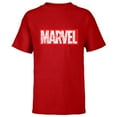 thumbnail image 1 of Marvel Logo Comics Red Super Heroes Avengers and More - Short Sleeve T-Shirt for Kids - Customized-Red, 1 of 5