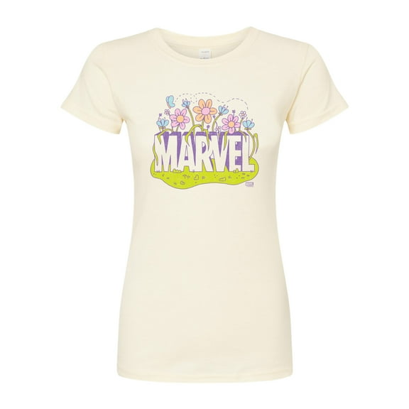 Marvel - Logo Florals - Juniors Fitted Graphic T-Shirt