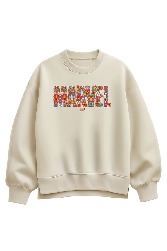 - Logo Florals - Women's Oversized Fleece Crew Sweatshirt