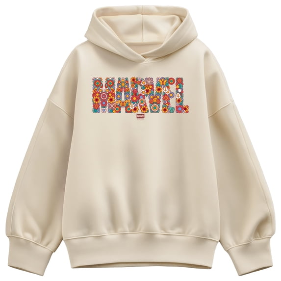 Marvel - Logo Florals Women's Oversized Fleece Hoodie Sweatshirt