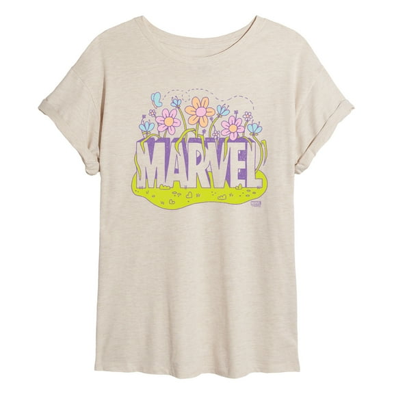 Marvel - Logo Florals - Women's Oversized Graphic T-Shirt