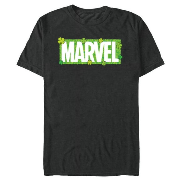 Marvel Logo Four-Leaf Clovers Green St Patrick’s Day - Short Sleeve Blended T-Shirt for Adults - Customized-Dark Heather