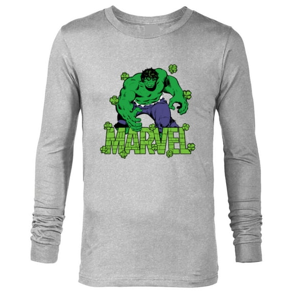 Marvel Logo Hulk Four-Leaf Clovers Green St Patrick’s Day - Long Sleeve T-Shirt for Men - Customized-Athletic Heather