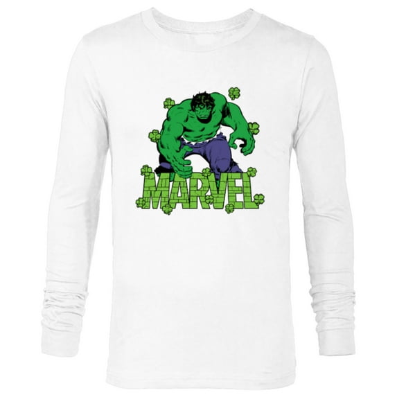 Marvel Logo Hulk Four-Leaf Clovers Green St Patrick’s Day - Long Sleeve T-Shirt for Men - Customized-White