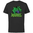 thumbnail image 1 of Marvel Logo Hulk Four-Leaf Clovers Green St Patrick’s Day - Short Sleeve Cotton T-Shirt for Adults - Customized-Black, 1 of 5