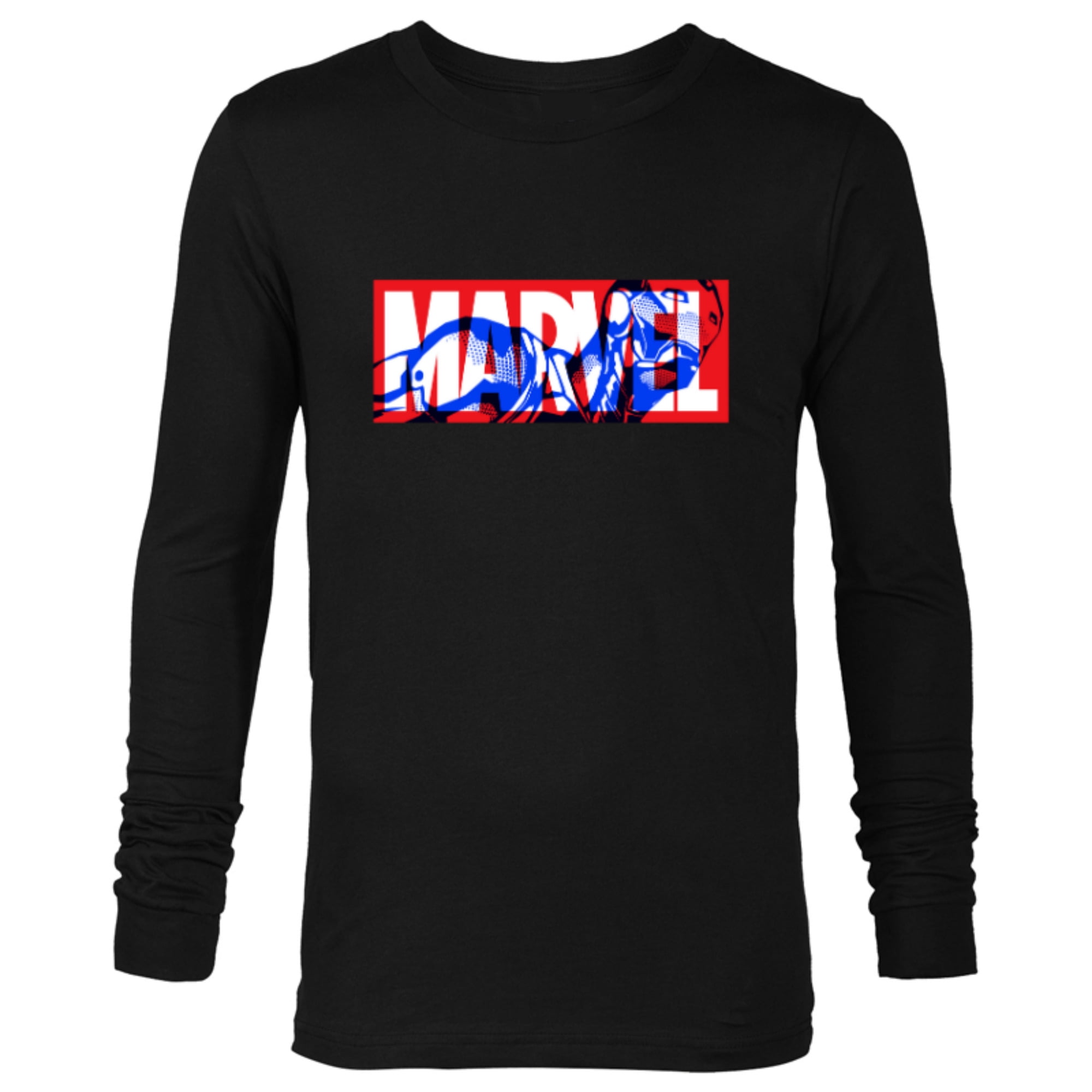 Marvel Logo Iron Man Comic Art Avengers - Long Sleeve T-Shirt for Men - Customized-Black