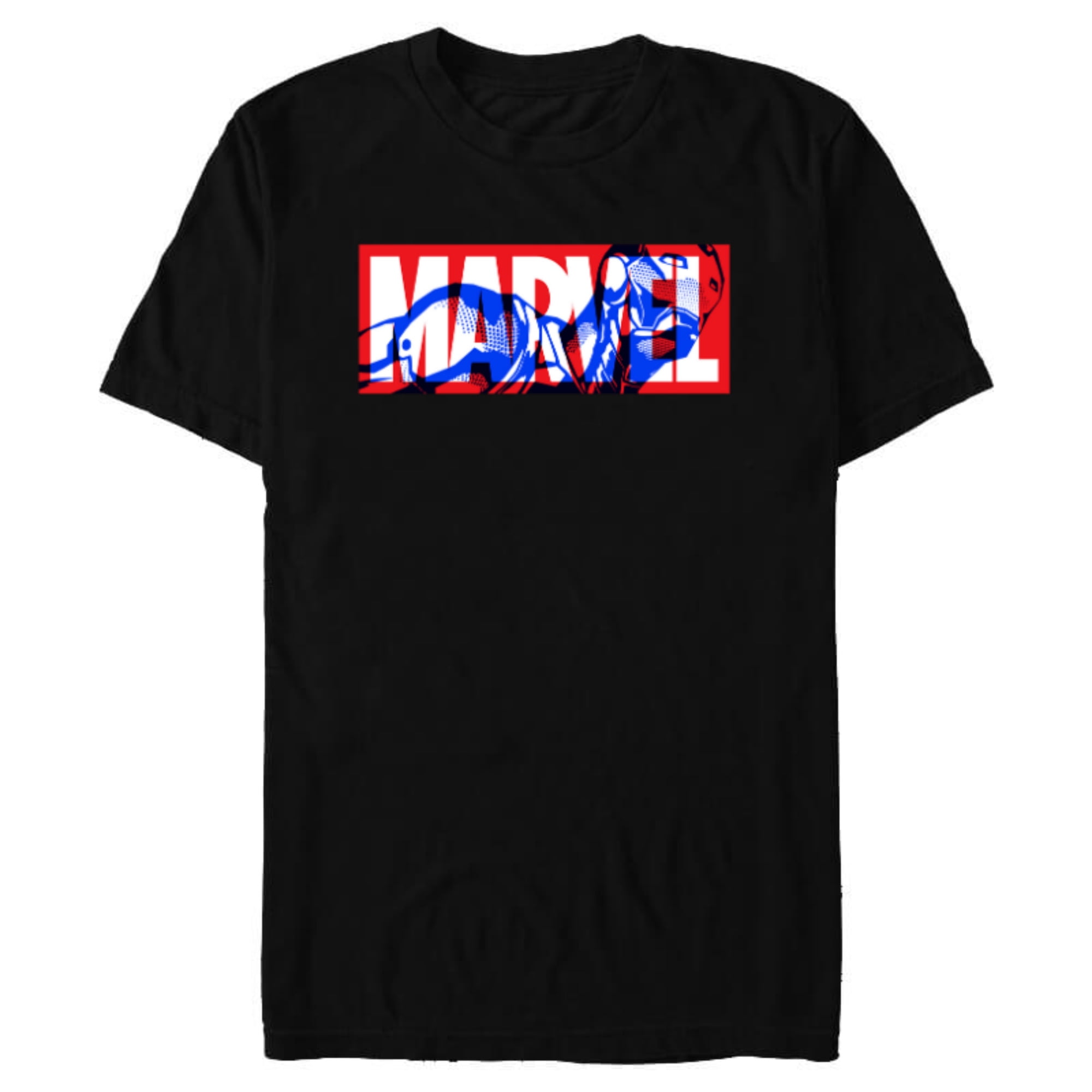 Marvel Logo Iron Man Comic Art Avengers - Short Sleeve Blended T-Shirt for Adults - Customized-Black