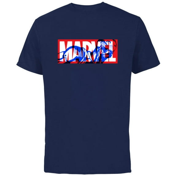 Marvel Logo Iron Man Comic Art Avengers - Short Sleeve Cotton T-Shirt for Adults - Customized-Navy