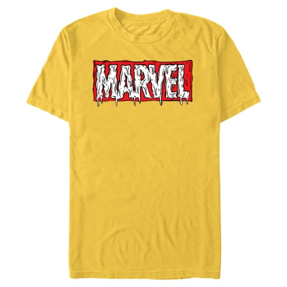 Marvel Logo Melting Paint Drip - Short Sleeve Blended T-Shirt for Adults - Customized-Yellow