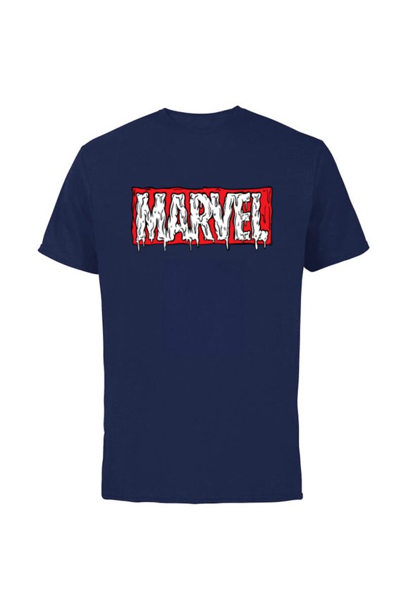 Logo Melting Paint Drip - Short Sleeve Cotton T-Shirt for Adults - Customized-Navy